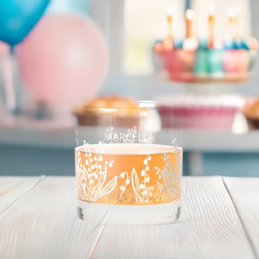 リリーオブザバレーフローラ名前をカスタムする ウイスキーグラス (インサイチュ (ベビーシャワー))