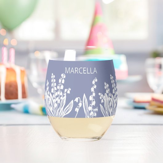 リリーオブザバレーフローラ名前をカスタムする ステムなしワイングラス (インサイチュ (バースデー))