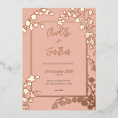 リリーオブザバレーフローラ庭園の結婚式金ゴールド 箔招待状 (正面)