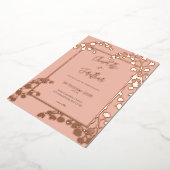 リリーオブザバレーフローラ庭園の結婚式金ゴールド 箔招待状 (回転した状態)