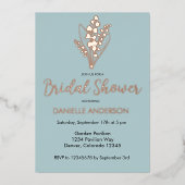 リリーオブザバレーブーケブライダルシャワーフォイルインヴィ 箔招待状 (正面)