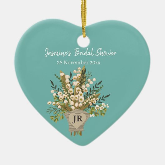 リリーオブザバレーブーケブライダルシャワー セラミックオーナメント (正面)
