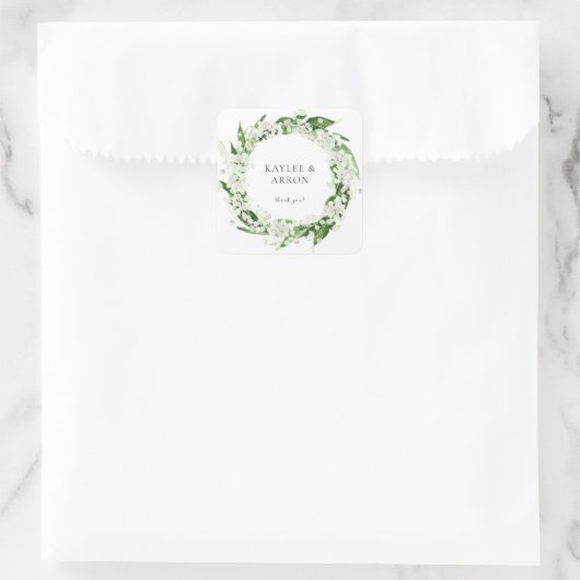 リリーオブザバレーホワイトフローラありがとう2 スクエアシール (バッグ)