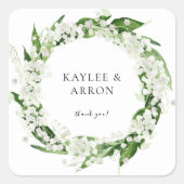 リリーオブザバレーホワイトフローラありがとう2 スクエアシール (正面)