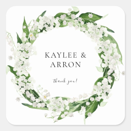 リリーオブザバレーホワイトフローラありがとう2 スクエアシール (正面)
