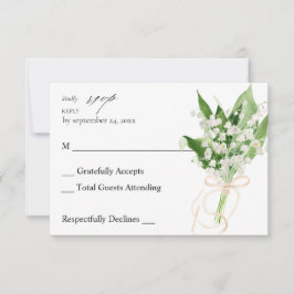 リリーオブザバレーホワイトフローラノミールRSVP 出欠カード