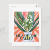 リリーオブザバレーメイ誕生月花エレガント ポストカード (正面/裏面)