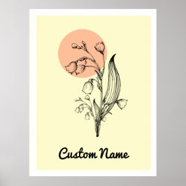 リリーオブザバレーメイ誕生月花ミニマル ポスター