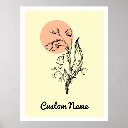 リリーオブザバレーメイ誕生月花ミニマル ポスター (正面)