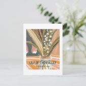 リリーオブザバレーメイ誕生月花レトロ ポストカード (スタンド正面)