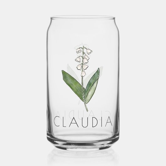 リリーオブザバレーメイ誕生花名前をカスタムする ガラス缶 (正面)