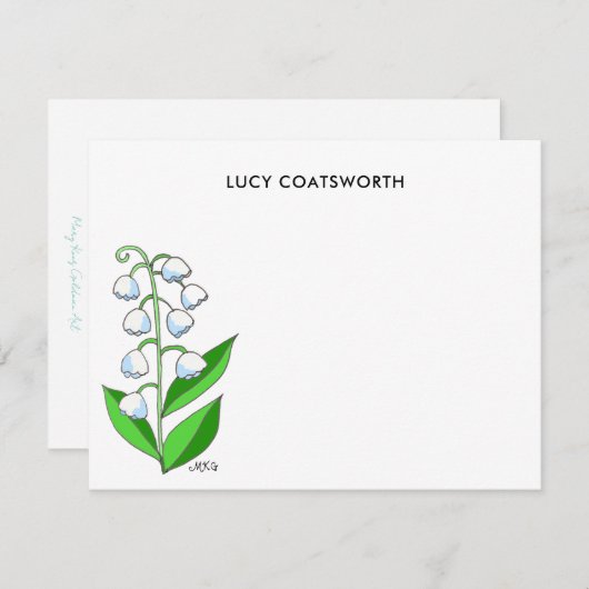 リリーオブザバレーモノグラムボホ春フローラ ノートカード (正面/裏面)