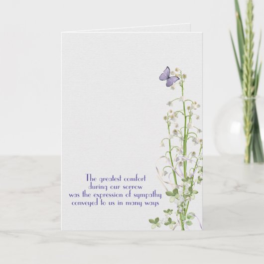 リリーオブザバレー悔やみや弔慰サンキューユー カード (正面)