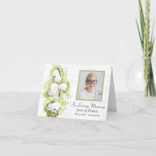 リリーオブバレーフラワーズ葬儀悔やみや弔慰ありがとう サンキューカード (正面)