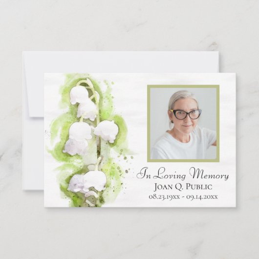 リリーオブバレーフラワーズ葬儀記念悔やみや弔慰 サンキューカード (正面)