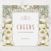 リリーグリーンと金ゴールドヴィンテージアールヌーボーミュシャCh スパークリングワインラベル (シングルラベル)