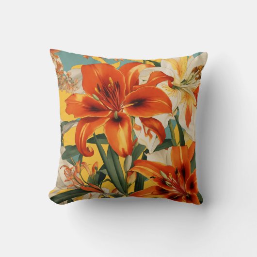 リリーコラージスカーフデザインモックアップ クッション (正面)