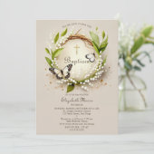 リリージョーチョウクロスリースエレガントガールバプテスマ 招待状 (スタンド正面)