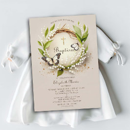 リリージョーチョウクロスリースエレガントガールバプテスマ 招待状