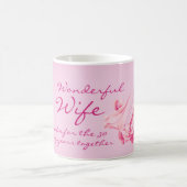リリースワンダフル妻30周年記念ピンクの花 コーヒーマグカップ (中央)
