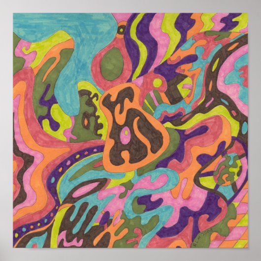 「リリース」オリジナル抽象芸術12x12 ポスター (正面)