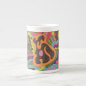 「リリース」オリジナル抽象芸術 ボーンチャイナマグカップ (正面)