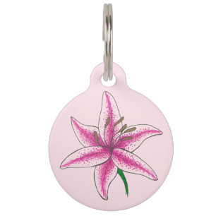リリードッグピンクフラワーフローラリリーリリーガーデン ペット ネームタグ