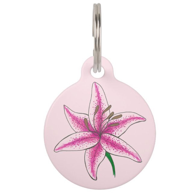 リリードッグピンクフラワーフローラリリーリリーガーデン ペット　ネームタグ (正面)
