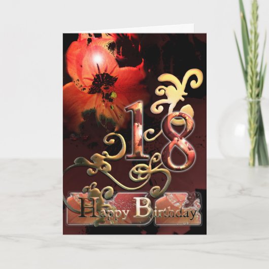 リリードリームフラワーハッピー18誕生日華美カード カード (正面)