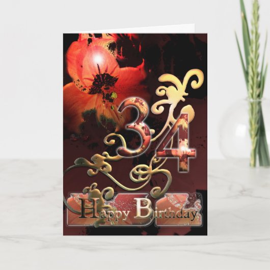 リリードリームフラワーハッピー34誕生日フローラ カード (正面)
