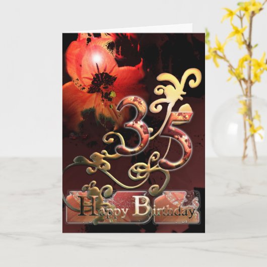 リリードリームフラワーハッピー35誕生日フローラ カード (黄色い花)