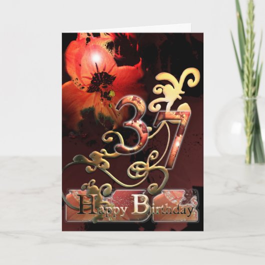 リリードリームフラワーハッピー37誕生日 華美 カード (正面)