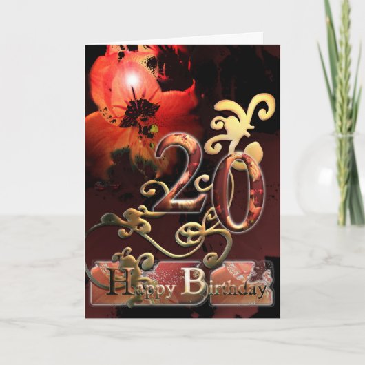 リリードリーム花ハッピー20誕生日カー華美ド カード (正面)