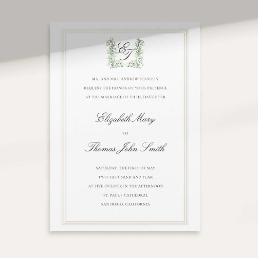 リリーバレークレストフェイクエンボスフォーマル結婚ズ 招待状