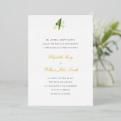 リリーバレーフォーマルク伝統的結婚スの金ゴールド 箔招待状 (立ち正面)