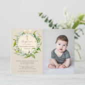 リリーバレーボウ金ゴールドフォーマルシック写真バプテスマ 招待状 (スタンド正面)