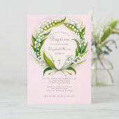 リリーバレー金ゴールドクロスリースフォーマルピンクバプテスマ 招待状 (スタンド正面)