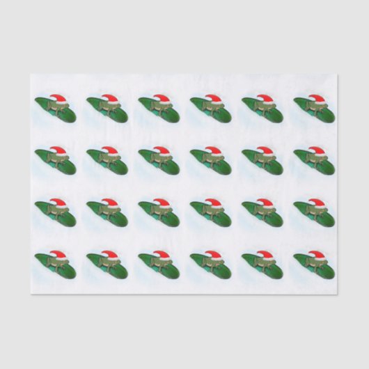 リリーパッドで雪を駆け抜けるカエル 薄葉紙 (正面)