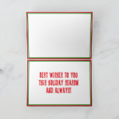 リリーパッドで雪を駆け抜けるクリスマスのカエル シーズンカード (内部)