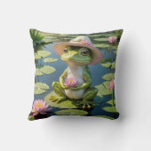 リリーパッドに座っているカエル クッション (裏面)