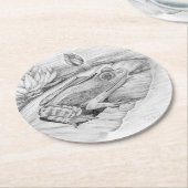 リリーパッドのカエル ラウンドペーパーコースター (アングル)