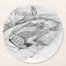 リリーパッドのカエル ラウンドペーパーコースター