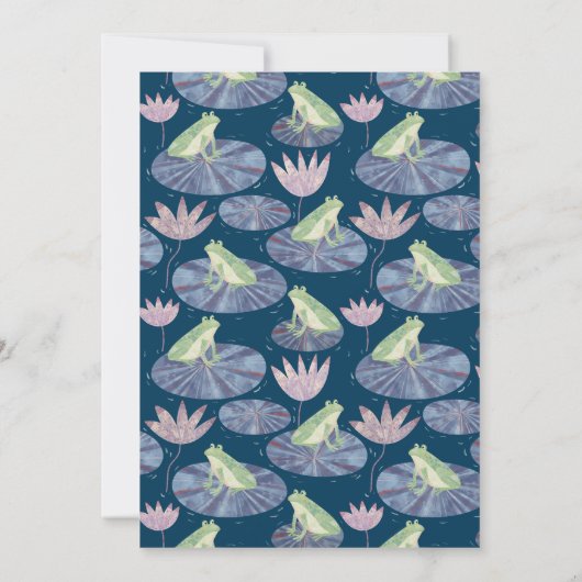 リリーパッドのサンキューカードに浮かぶパーソナライズされたカエル 招待状 (裏面)