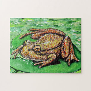リリーパッドの上絵を描のカエル ジグソーパズル