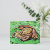 リリーパッドの上絵を描のカエル ポストカード (スタンド正面)