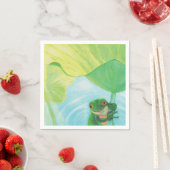 リリーパッドの下のグリーンカエル スタンダードカクテルナプキン (インサイチュ)