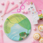 リリーパッドの下のグリーンカエル ペーパープレート (パーティー)