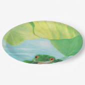 リリーパッドの下のグリーンカエル ペーパープレート (アングル)