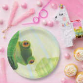 リリーパッドの後ろの大きな目の緑のカエル ペーパープレート (パーティー)