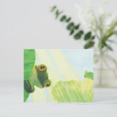 リリーパッドの後ろの大きな目の緑のカエル ポストカード (スタンド正面)